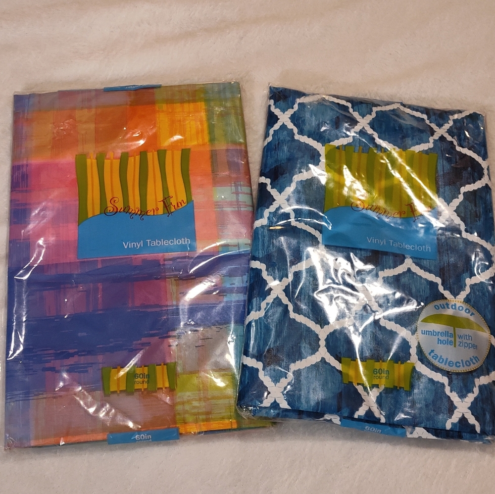 NEW! 2 SUMMER FUN- 60" Round Table Cloths